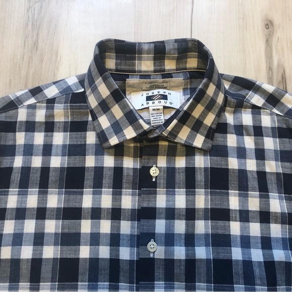Joseph Abboud Men's Plaid Shirt - 100% Cotton Modern Fit Blue and White - Picture 3 of 10